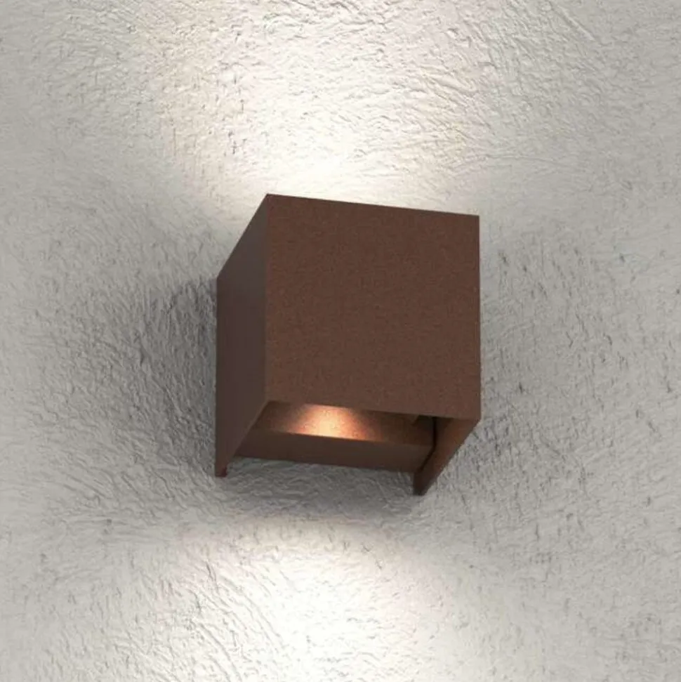 Top light applique perth corten cubo moderno led 10w cct ip65