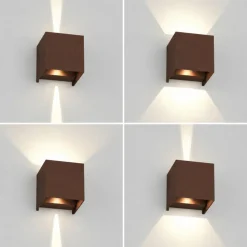 Top light applique perth corten cubo moderno led 10w cct ip65