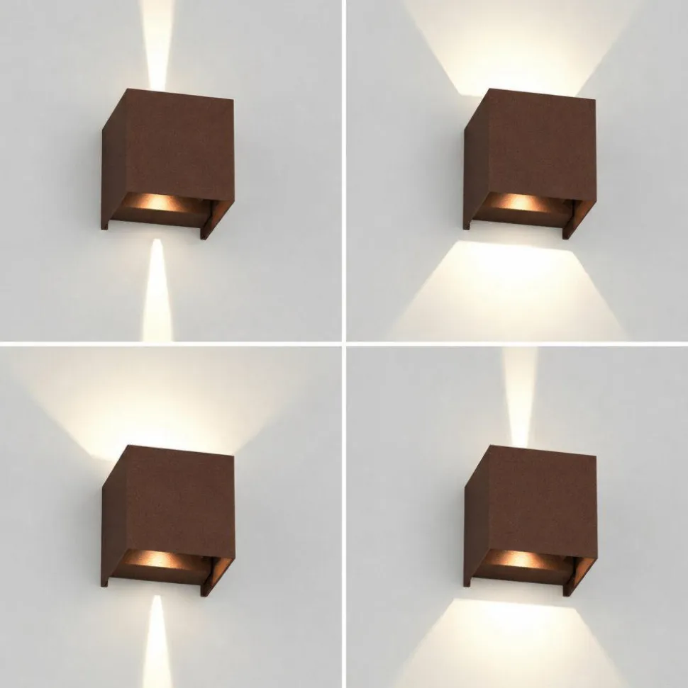 Top light applique perth corten cubo moderno led 10w cct ip65