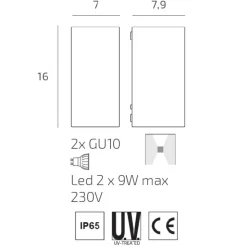 Top light atene applique da esterno bianca biemissione luce ip65