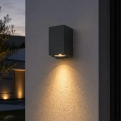 Top light atene applique da esterno nera parallelepipedo moderno ip65