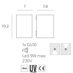 Top light atene applique da esterno nera parallelepipedo moderno ip65