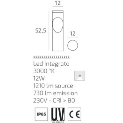 Top light belize lampione da esterno antracite moderno led 12w 3000k