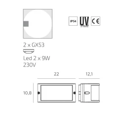 Top light cairo applique da esterno bianca design curvo ip54