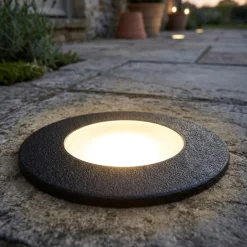 Top light capri faretto da esterno per incasso a pavimento calpestabile rotondo nero