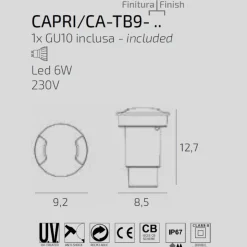 Top light capri grigio faretto rotondo da esterno per incasso pavimento calpestabile ip67