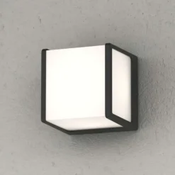 Top light dubai applique da esterno moderno cubo antracite ip54