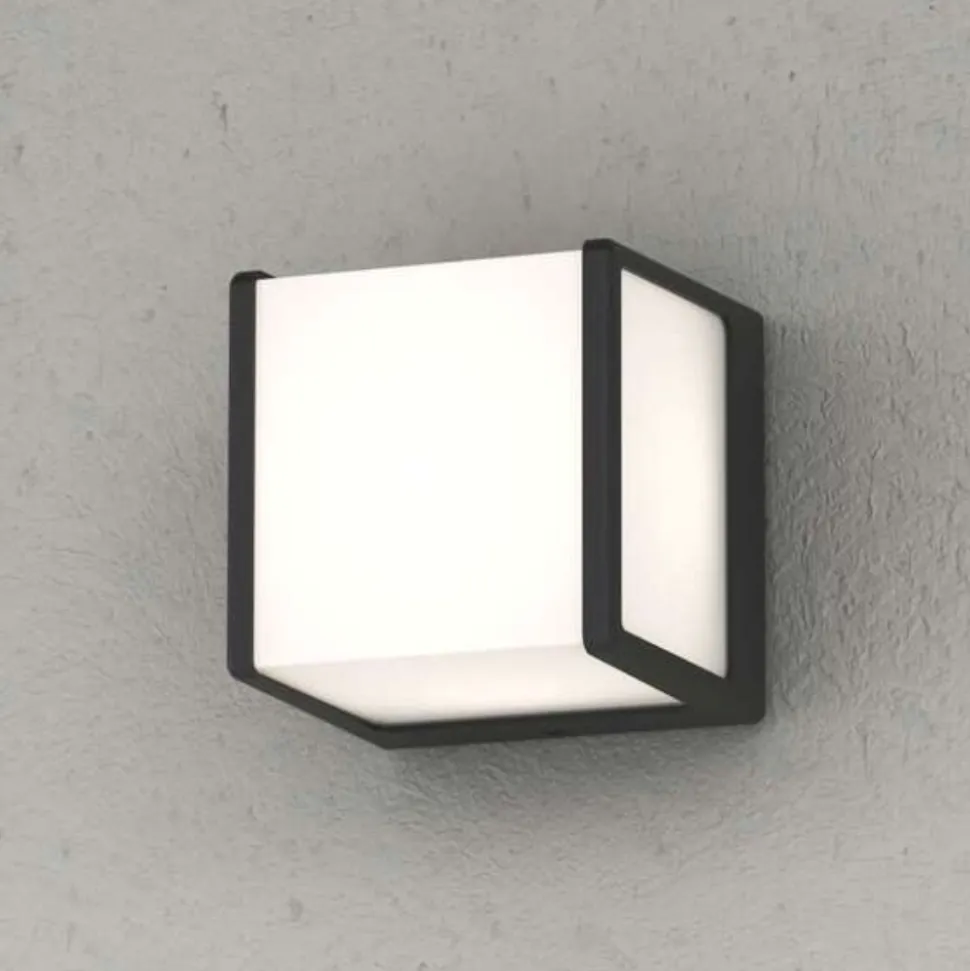 Top light dubai applique da esterno moderno cubo antracite ip54
