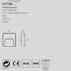 Top light extra segnapasso bianco da esterno a parete led 3w cct ip65