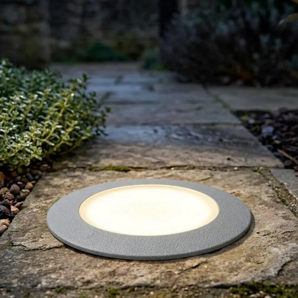 Top light faretto da esterno per incasso pavimento rotondo grigio calpestabile ip67
