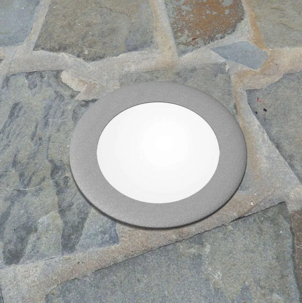 Top light faretto da esterno per incasso pavimento rotondo grigio calpestabile ip67
