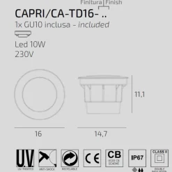Top light faretto da esterno per incasso pavimento rotondo grigio calpestabile ip67