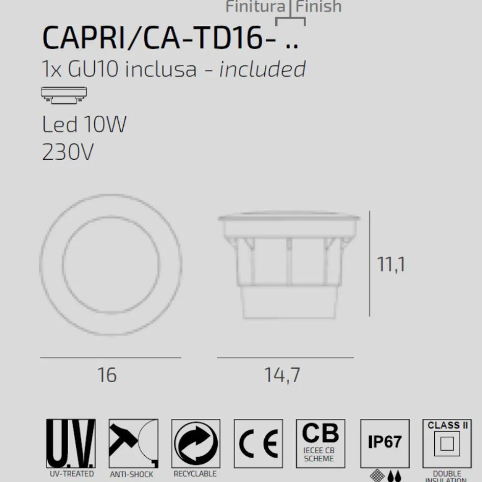 Top light faretto da esterno per incasso pavimento rotondo grigio calpestabile ip67