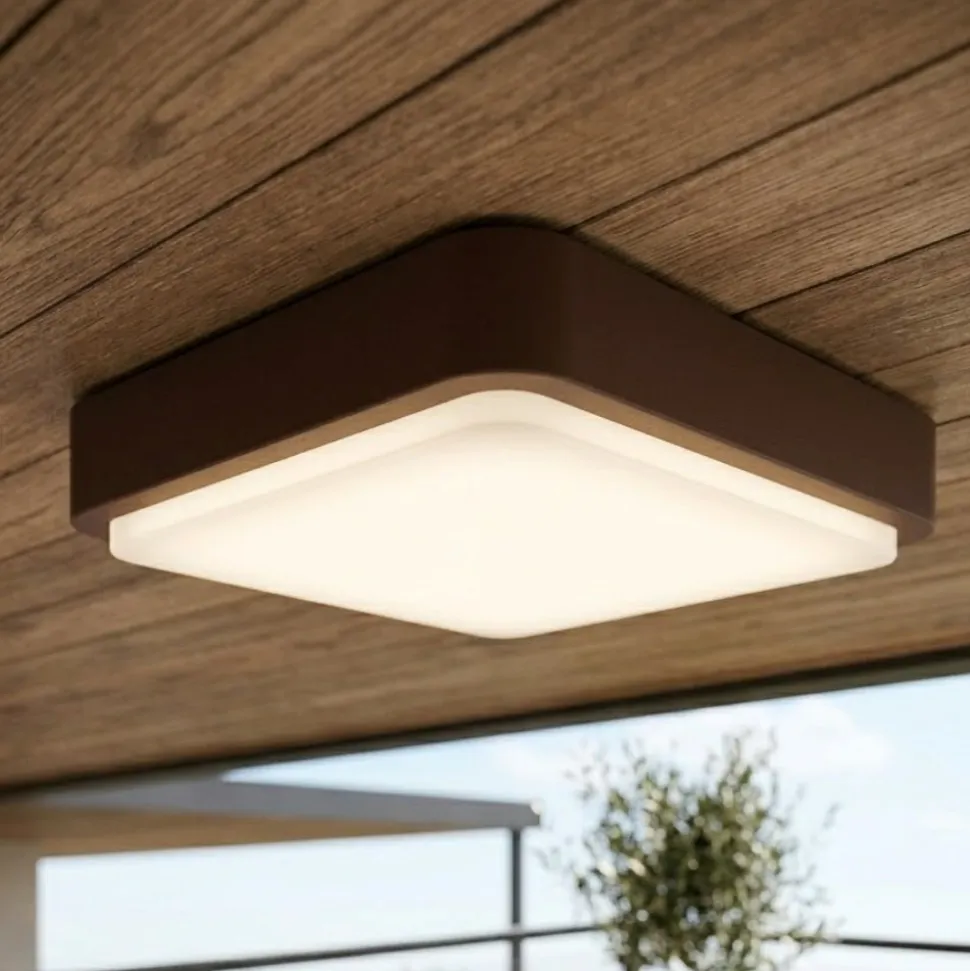 Top light irvine plafoniera da esterno marrone corten quadrata