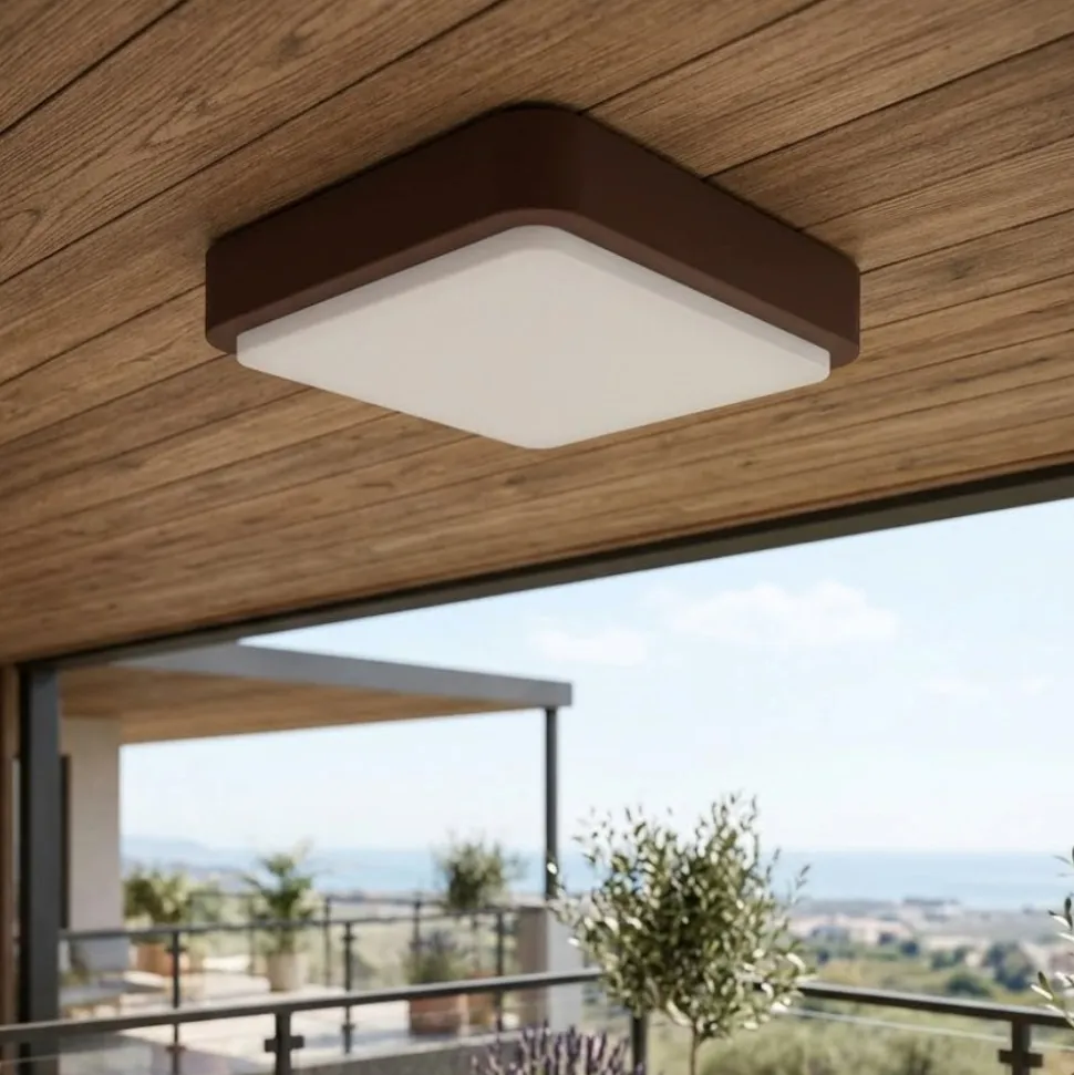 Top light irvine plafoniera da esterno marrone corten quadrata