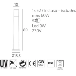 Top light loano lampione grigio per giardino moderno anti corrosione