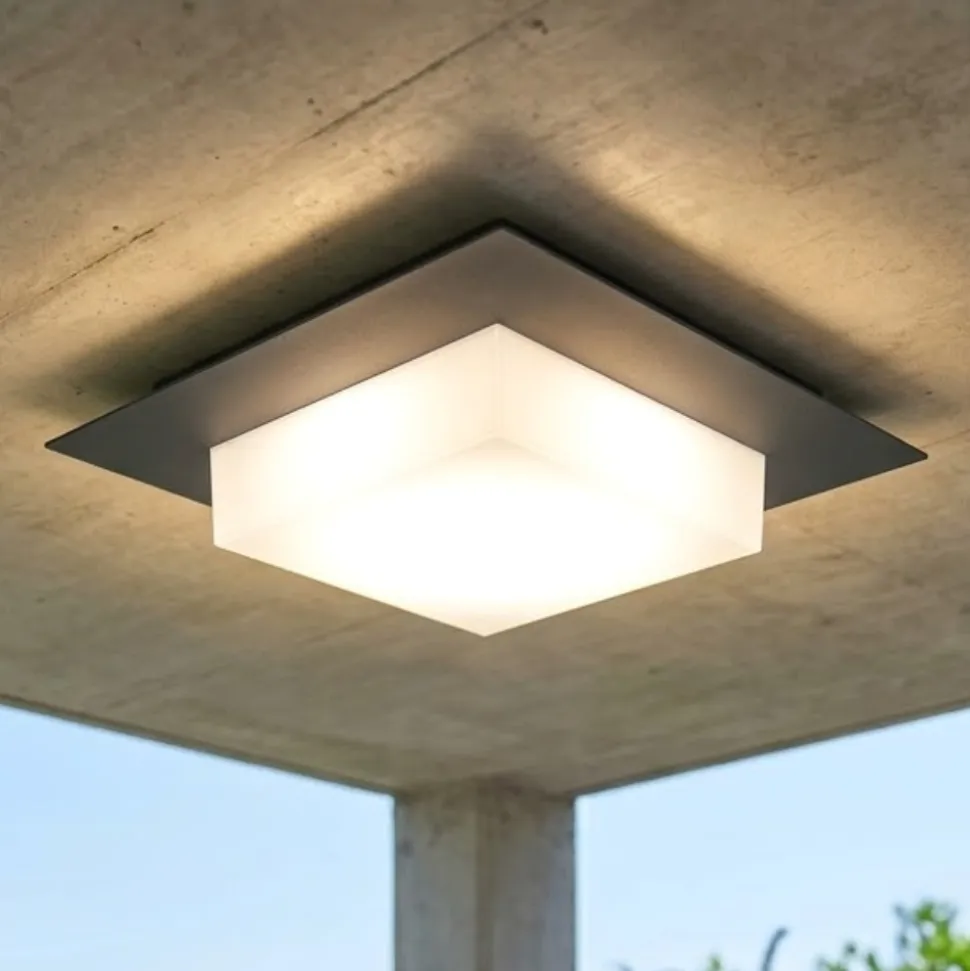 Top light miami plafoniera da esterno quadrata antracite moderna