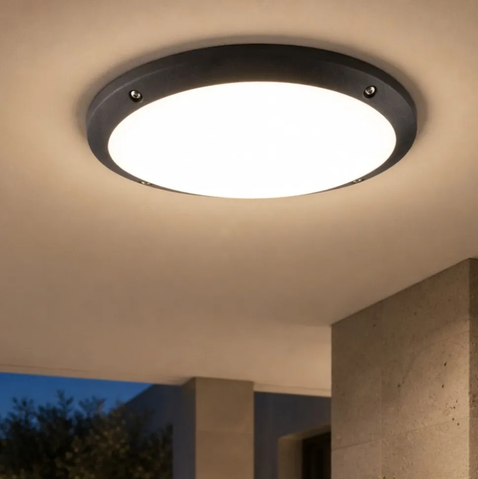 Top light milano plafoniera da esterno nera ovale ip66