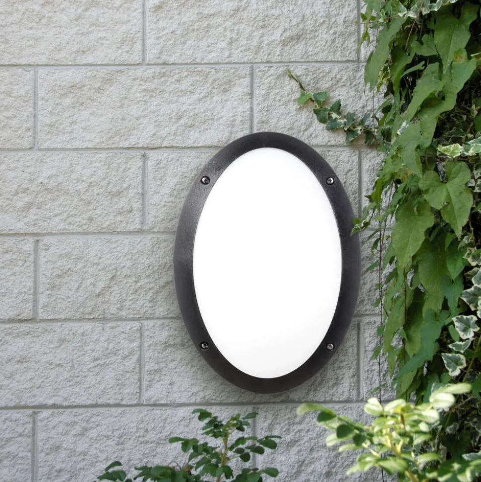 Top light milano plafoniera da esterno nera ovale ip66