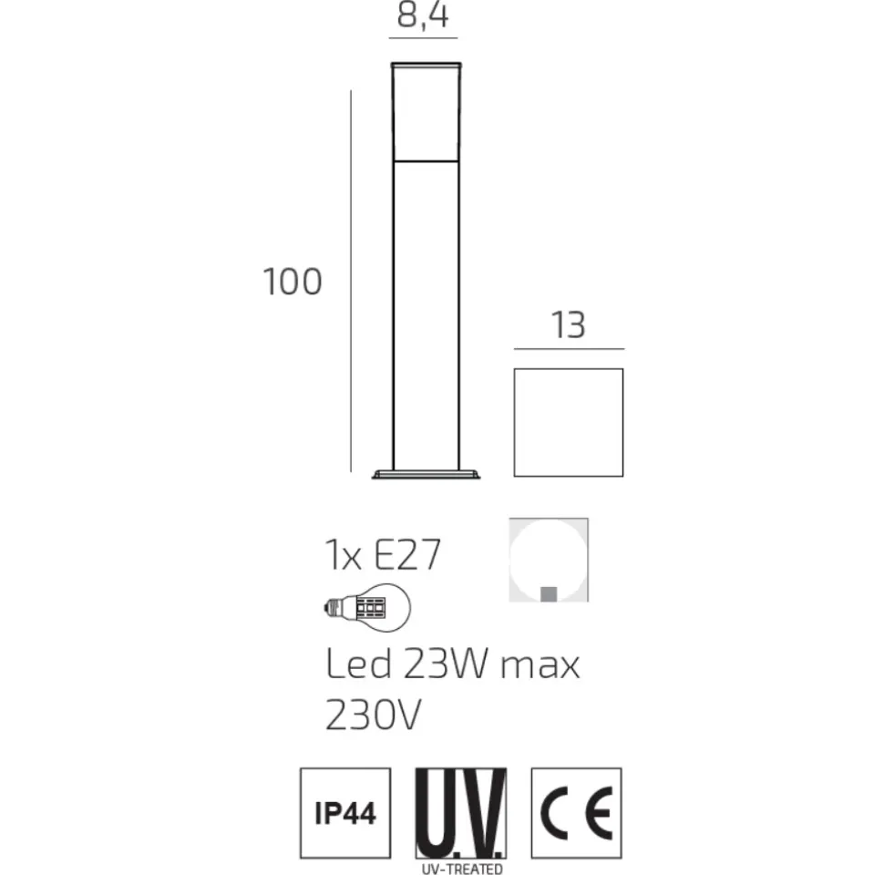 Top light nizza lampione da giardino moderno bianco ip44