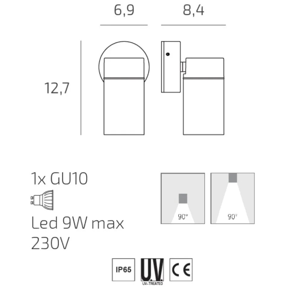 Top light oslo faretto da esterno antracite luce orientabile ip65