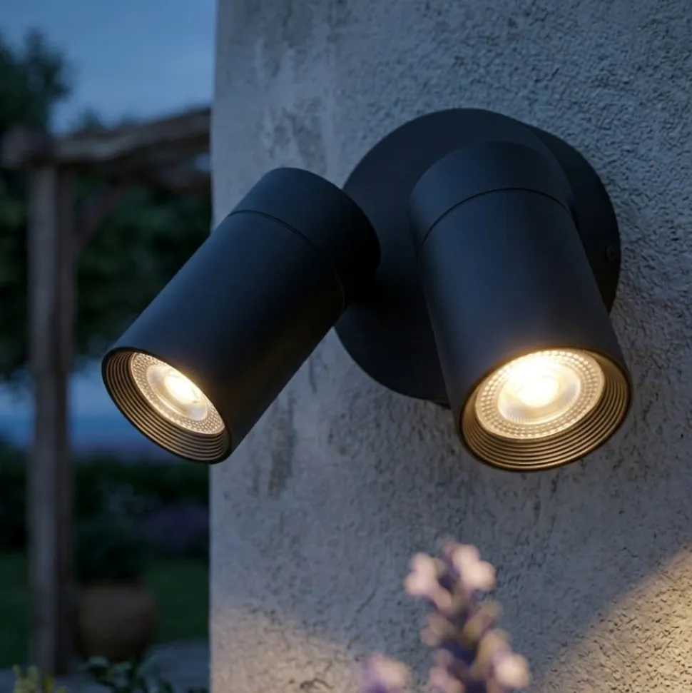 Top light oslo faretto da esterno due luci orientabili antracite ip65