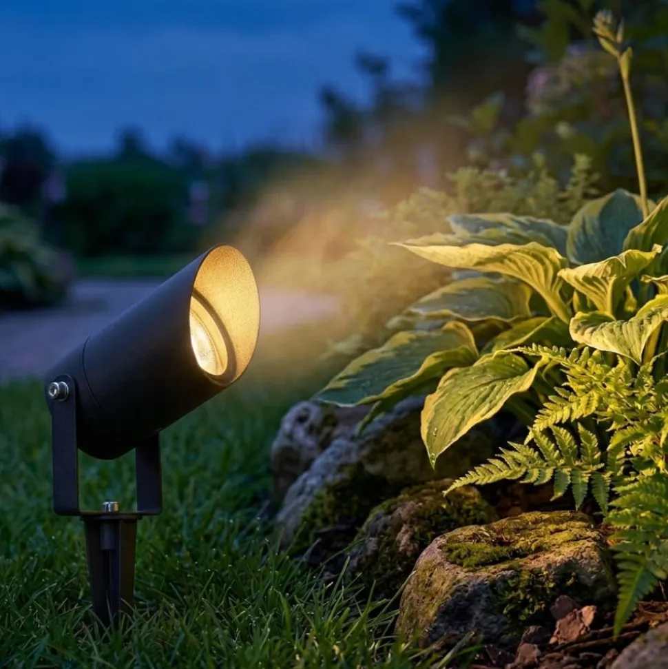 Top light paco faretto con picchetto nero da giardino ip65