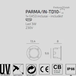 Top light parma segnapasso da esterno incasso parete rotondo nero anti corrosione