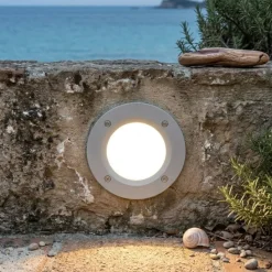 Top light parma segnapasso da incasso parete per esterno bianco rotondo anti corrosione ip66