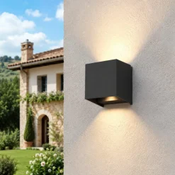 Top light perth applique cubo nero per esterno led 10w cct