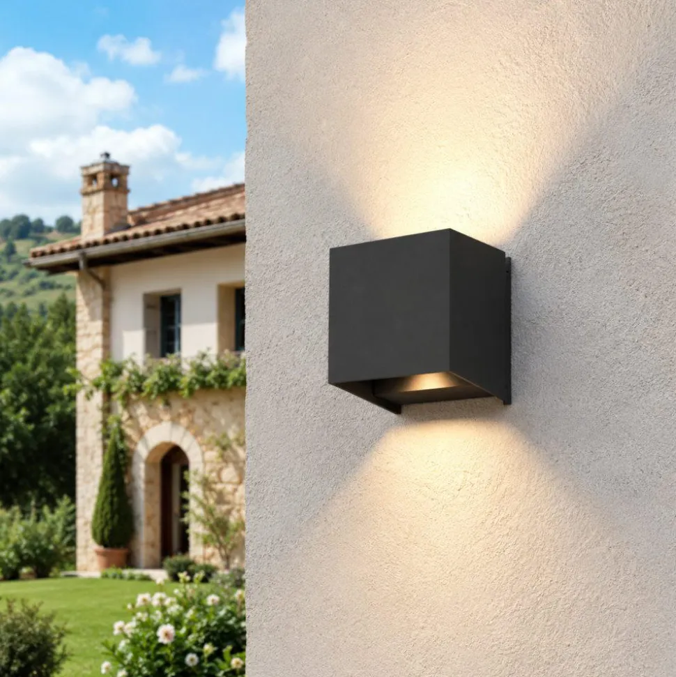 Top light perth applique cubo nero per esterno led 10w cct