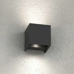 Top light perth applique cubo nero per esterno led 10w cct