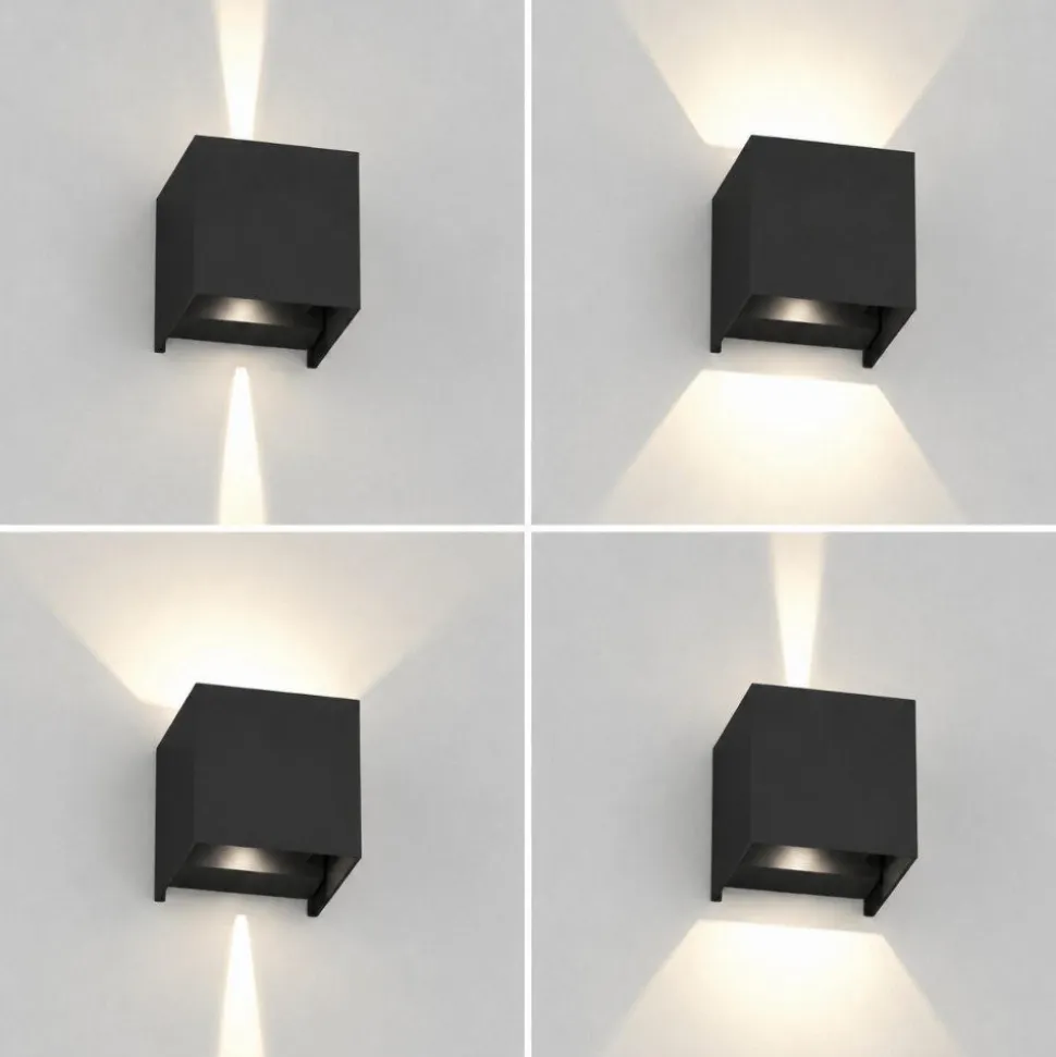 Top light perth applique cubo nero per esterno led 10w cct