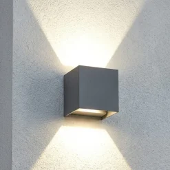 Top light perth applique da esterno antracite led cct cubo moderno ip65