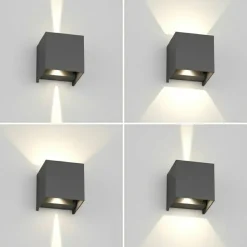 Top light perth applique da esterno antracite led cct cubo moderno ip65