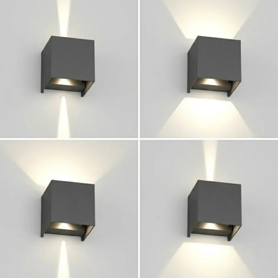 Top light perth applique da esterno antracite led cct cubo moderno ip65
