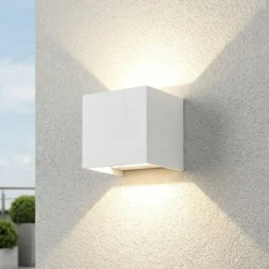 Top light perth applique cubo da esterno bianco led 10w cct ip65