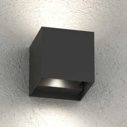 Top light perth nera applique da esterno cubo led orientabile cct ip65