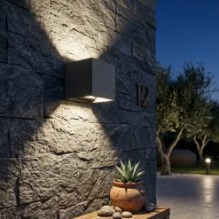 Top light perth nera applique da esterno cubo led orientabile cct ip65