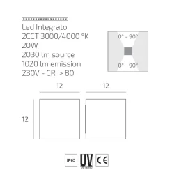 Top light perth nera applique da esterno cubo led orientabile cct ip65