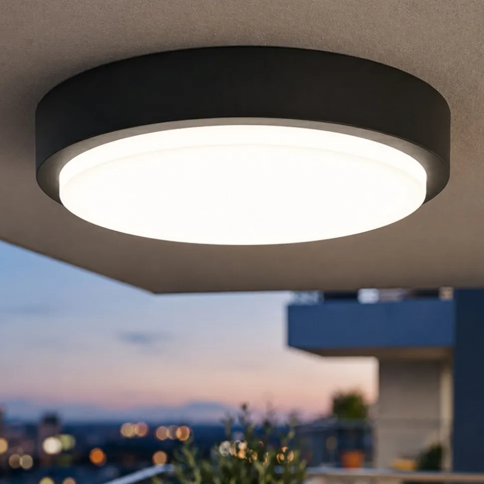 Top light plafoniera antracite da esterno rotonda moderna