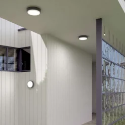 Top light plafoniera antracite da esterno rotonda moderna