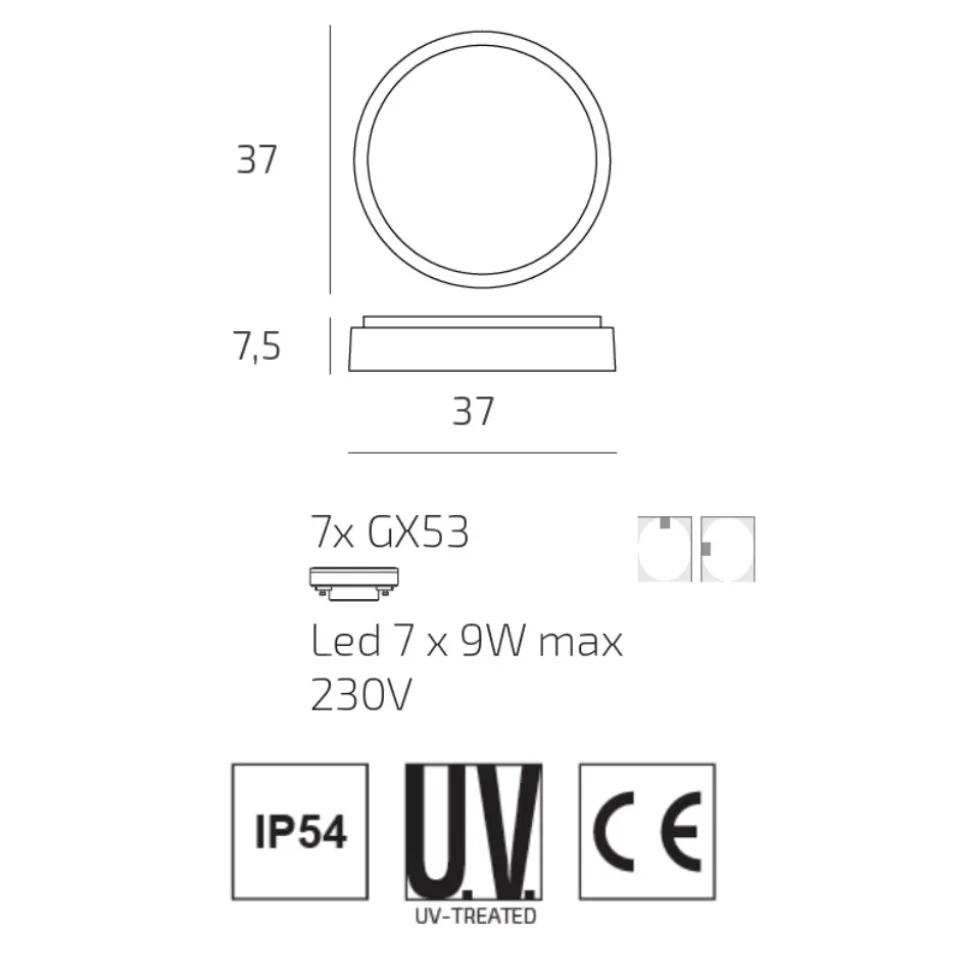 Top light plafoniera antracite da esterno rotonda moderna