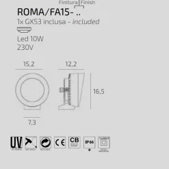 Top light roma faretto da esterno bianco anti corrosione