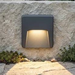 Top light segnapasso a parete per esterni moderno antracite led 3w cct ip65