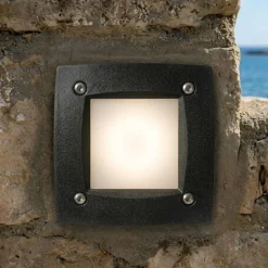 Top light segnapasso da incasso a parete quadrato nero per esterno anti corrosione ip66