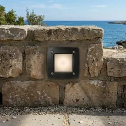 Top light segnapasso da incasso a parete quadrato nero per esterno anti corrosione ip66