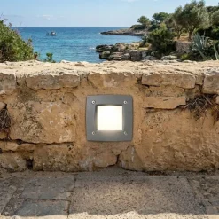 Top light segnapasso grigio da esterno per incasso a parete anti corrosione ip66
