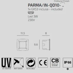 Top light segnapasso grigio da esterno per incasso a parete anti corrosione ip66