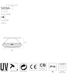 Top light siena applique nera per esterni ip66